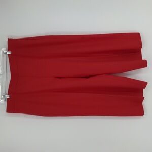 Hobbs London Women's Red Wide Leg Pants Size 14 Cropped Zip Side Office‎ Wool